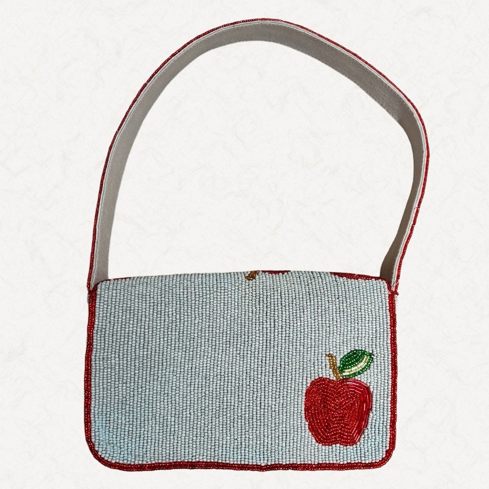 Anthropologie Fiona Beaded Bag – Apple Pattern NWT ✨🍎 - Picture 5 of 7